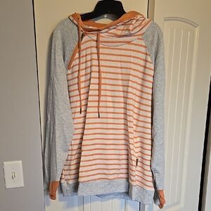 Striped Orange and Gray Hoodie